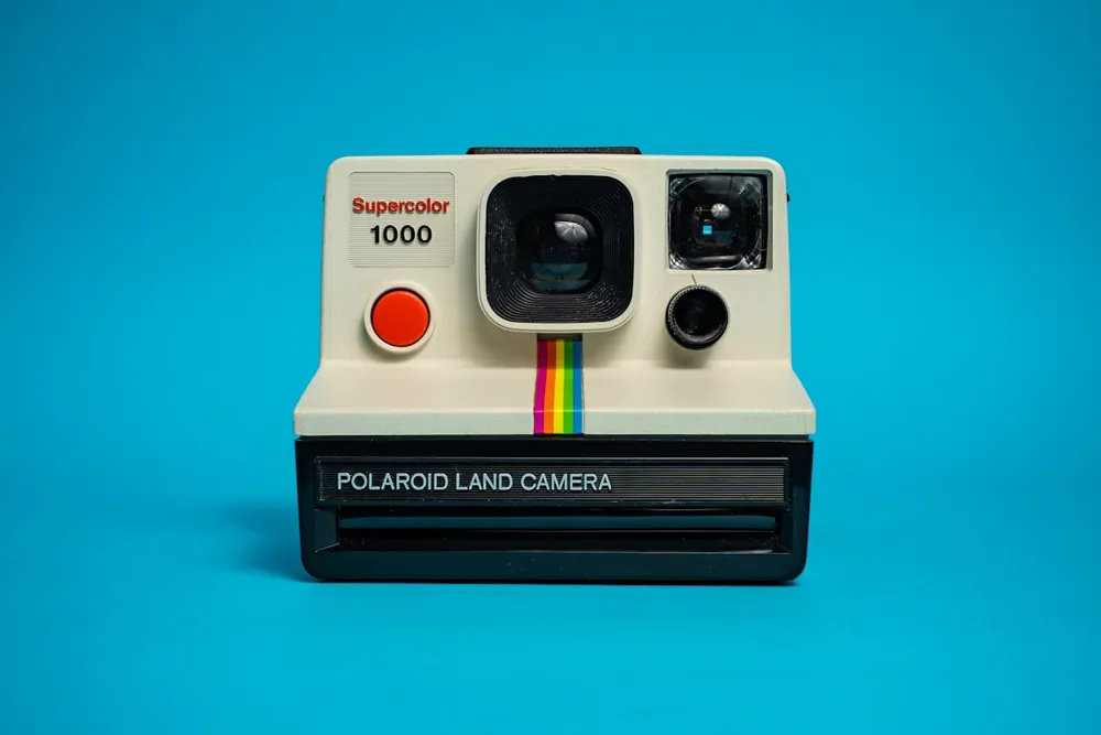 A vintage Polaroid instant camera
